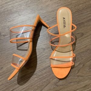JustFab clear/orange mules